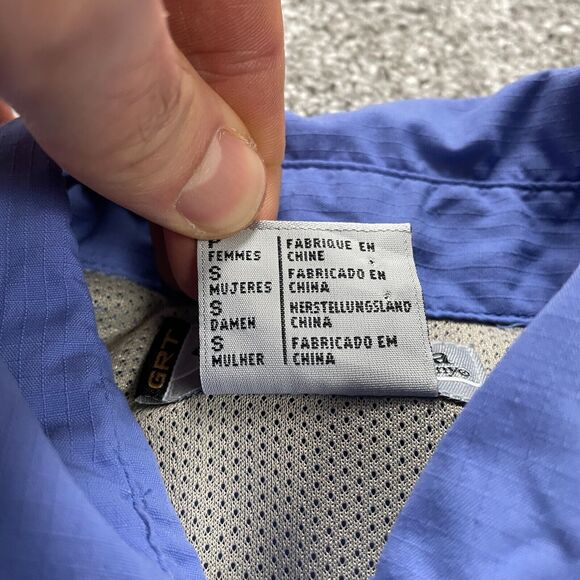 Columbia GRT Active Shirt Womens Small Blue Button Down Long Sleeve Zip Pockets - Picture 8 of 12
